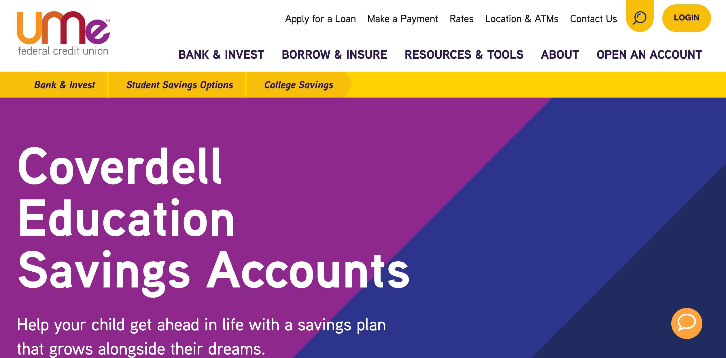 UMe Credit Union Coverdell Education Savings Account page